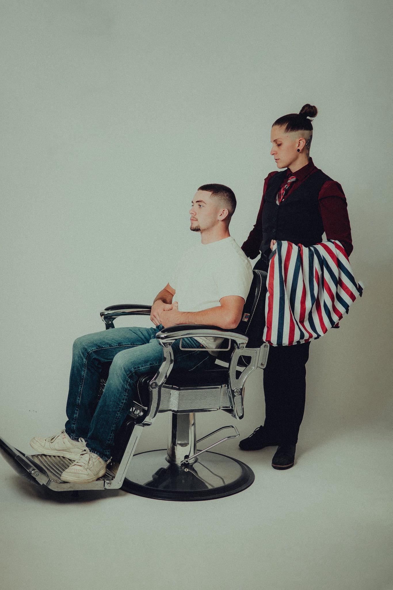 Nae delivering a precision haircut at The Edge Barbershop in Linton Indiana